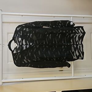 Helmut Lang sheer black leather trim button down top